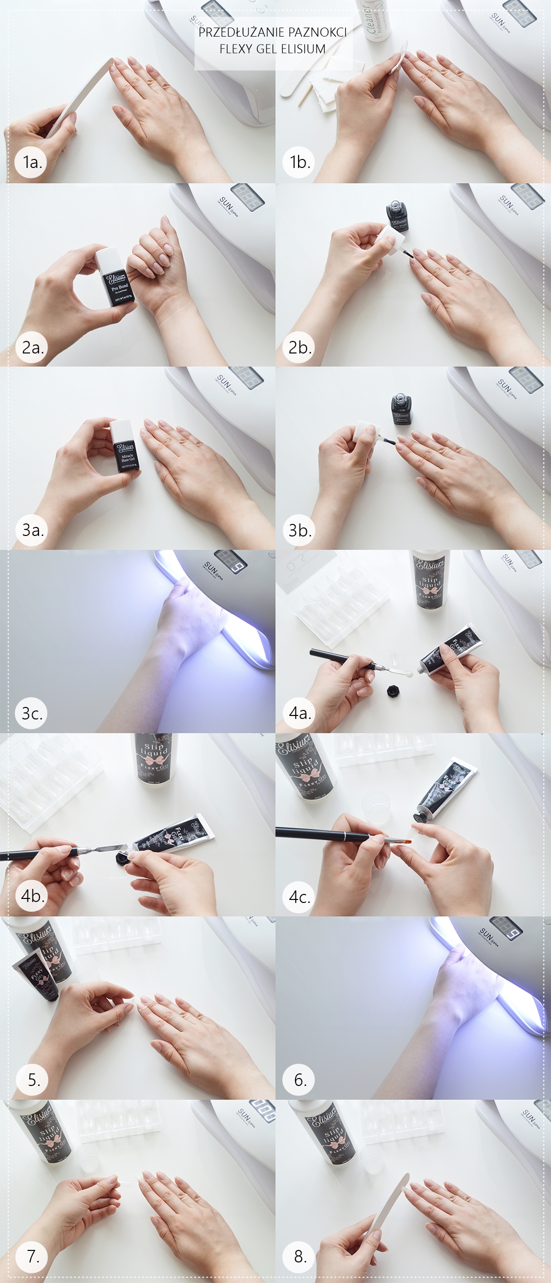 przedłużanie paznokci elisium flexy gel krok po kroku